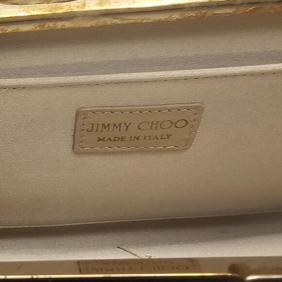 Jimmy Choo Black Leather Clutch – Gold Frame, Large Size, Made in Italy - Picture 6 of 12